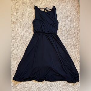 LOFT Classic Black Midi Dress SIZE XS